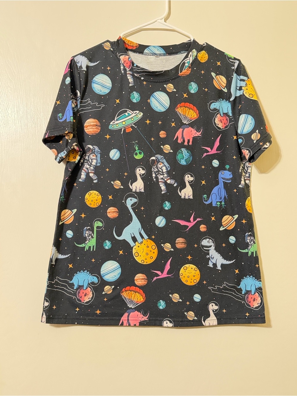 Women’s Black Space & Dinosaur Graphic Tee